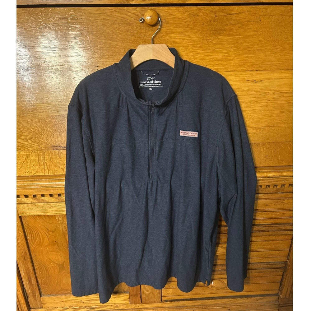 Vineyard Vines Edgartown Shep‎ Shirt Preppy Nautical Navy Quarter Zip Pullover